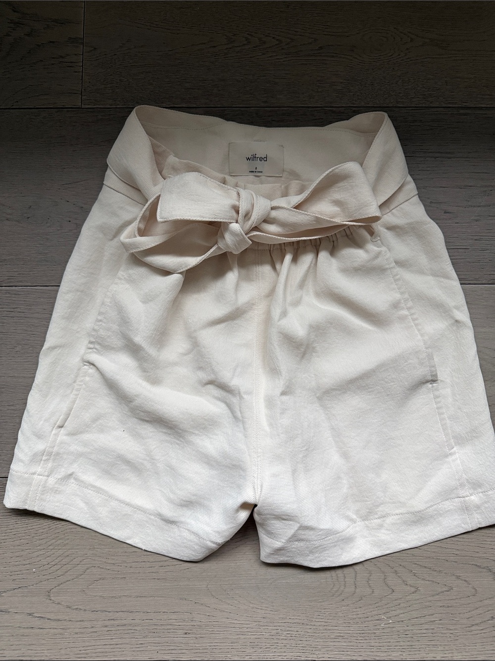 Wilfred Cream High-Waist Paperbag Shorts with Tie Belt